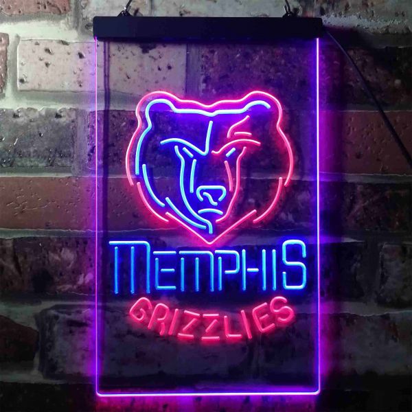 Memphis Grizzlies Logo Neon Dual LED Sign